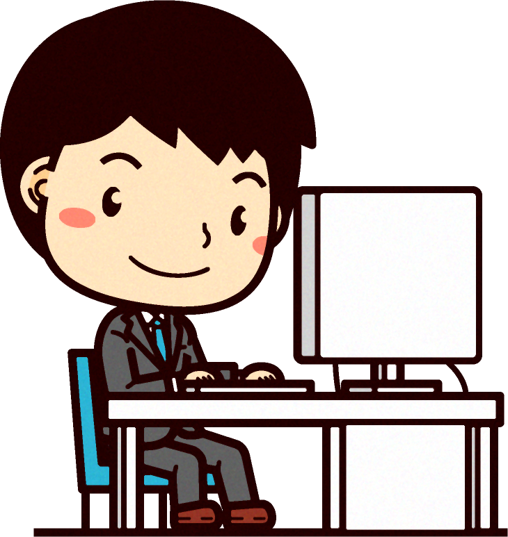 ビジネスマンのイラスト/パソコンを操作する