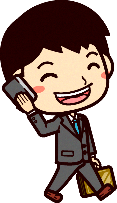 ビジネスマンのイラスト/携帯で話しながら歩く
