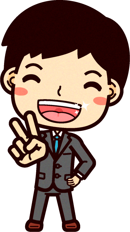 ビジネスマンのイラスト/笑顔でピース