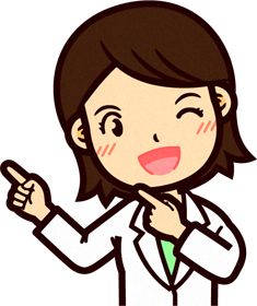 女性の栄養士イラスト/斜め上を両手で指さす