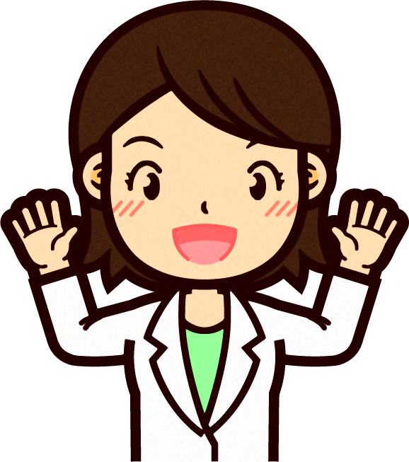 女性の栄養士イラスト/両手を上げる