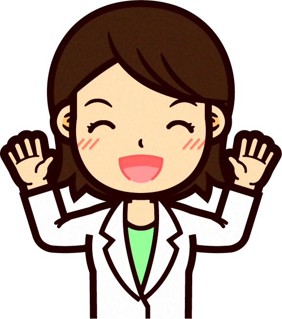 女性の栄養士イラスト/両手をあげる2