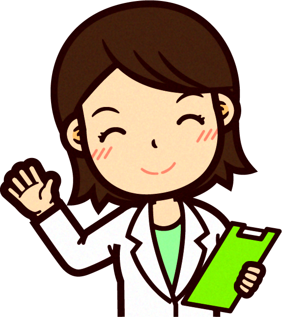 女性の栄養士イラスト/笑顔で手を振る