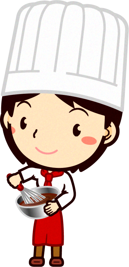 パティシエールのイラスト/チョコを混ぜる