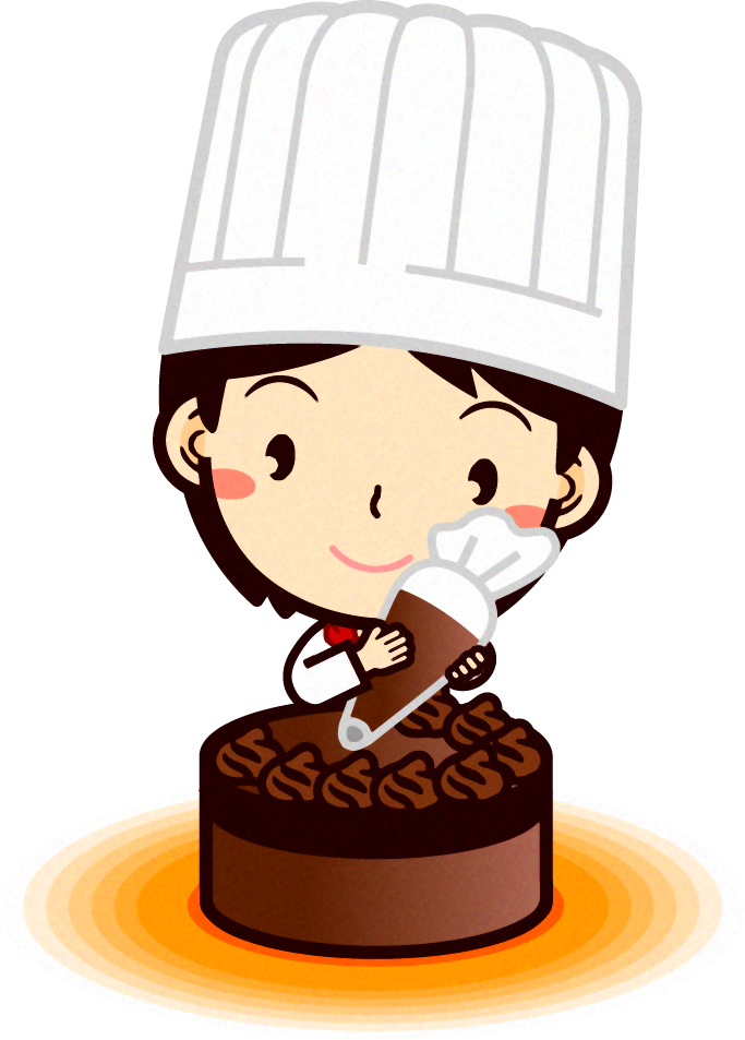 パティシエールのイラスト/チョコをデコレーション