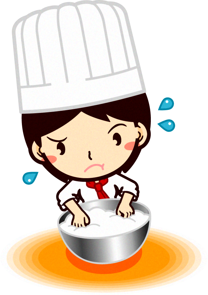 パティシエールのイラスト/手で生地を捏ねる