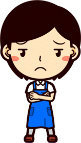 女性ショップ店員イラスト/腕組みして思案する