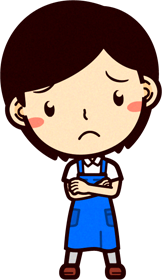 女性ショップ店員イラスト/腕組みして困り顔