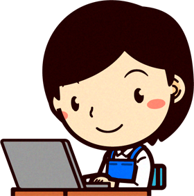 女性ショップ店員イラスト/ノートパソコンを使う