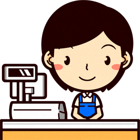 女性ショップ店員イラスト/レジにいる