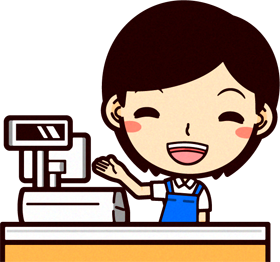 女性ショップ店員イラスト/レジをすすめる