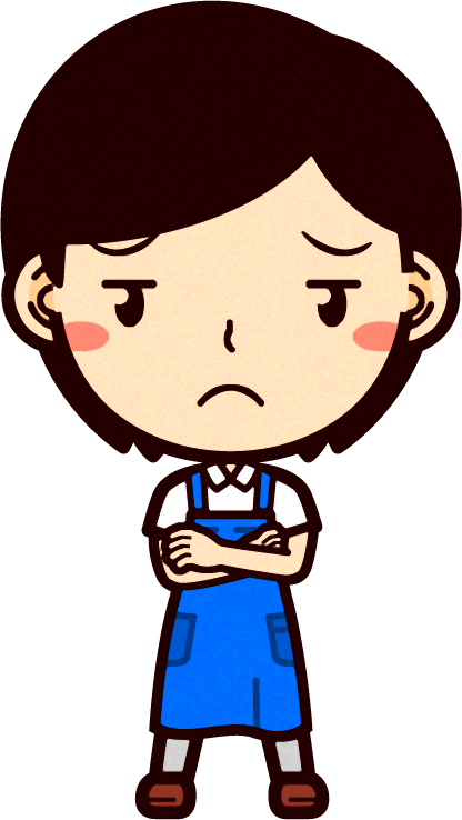 女性ショップ店員イラスト/腕組みして思案する