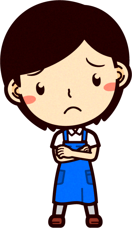 女性ショップ店員イラスト/腕組みして困り顔