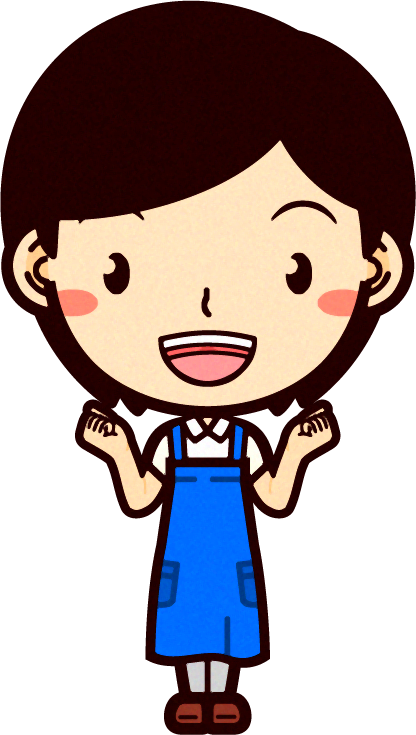 女性ショップ店員イラスト/両手でガッツポーズ