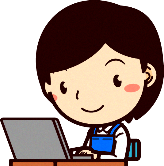 女性ショップ店員イラスト/ノートパソコンを使う