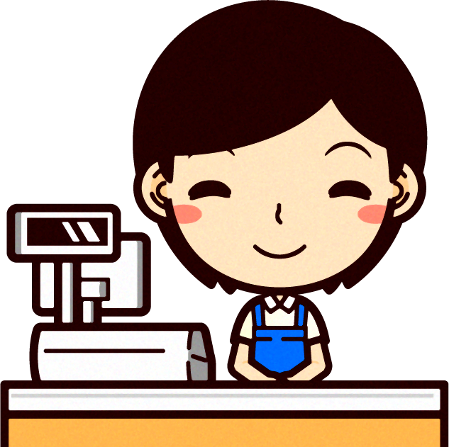 女性ショップ店員イラスト/笑顔でレジ対応