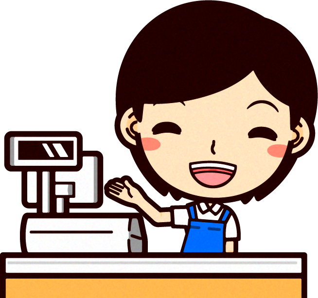 女性ショップ店員イラスト/レジをすすめる