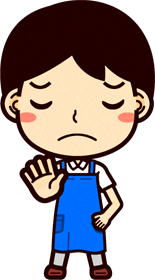 男性ショップ店員イラスト/お待ちください