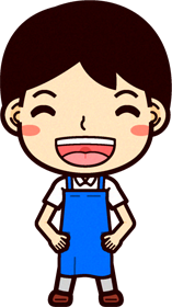 男性ショップ店員イラスト/笑顔で仁王立ち