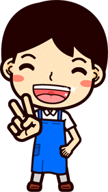 男性ショップ店員イラスト/爽やかな笑顔でブイサイン