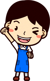 男性ショップ店員イラスト/ガッツポーズ