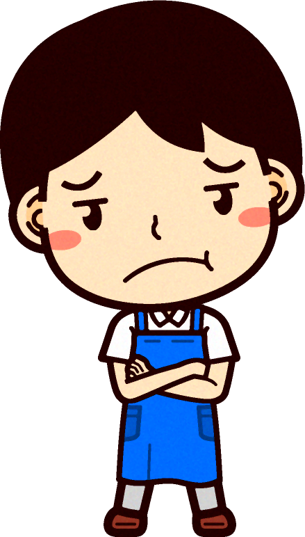 男性ショップ店員イラスト/腕組みして思案する