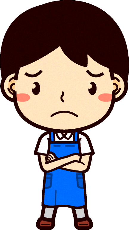 男性ショップ店員イラスト/腕組みして困り顔
