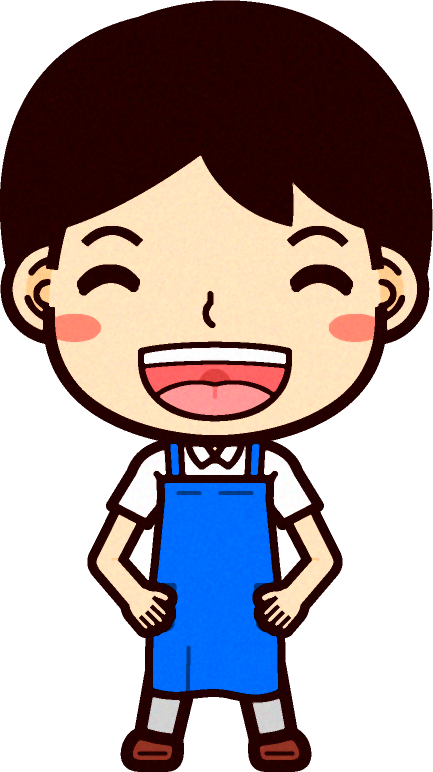 男性ショップ店員イラスト/笑顔で仁王立ち