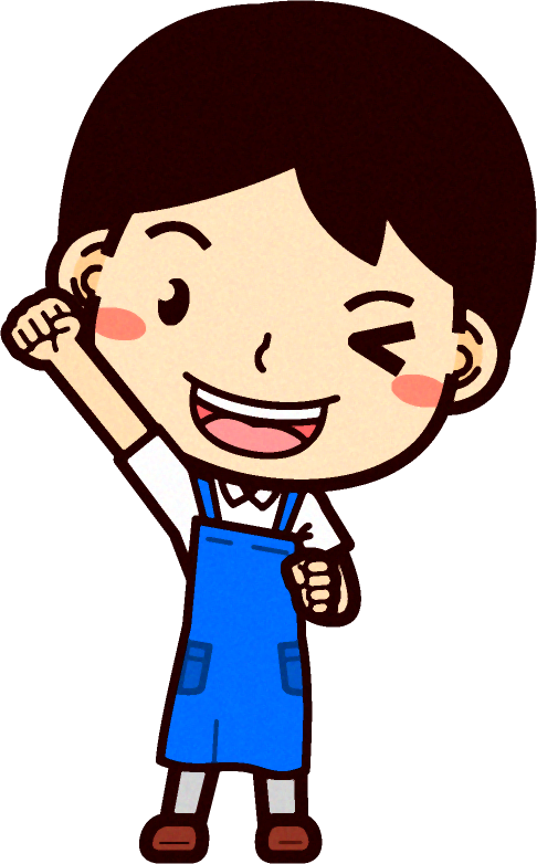 男性ショップ店員イラスト/ガッツポーズ