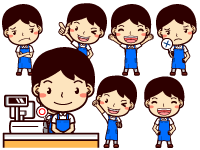 男性ショップ店員イラスト