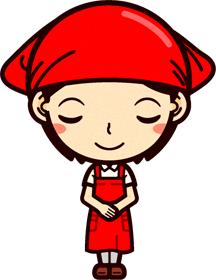 女性スーパーマーケットの店員イラスト/お辞儀をする