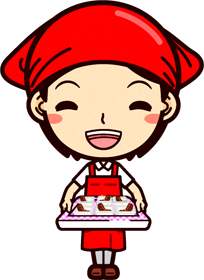 女性スーパーマーケットの店員イラスト/試食を勧める