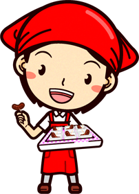 女性スーパーマーケットの店員イラスト/試食を勧める2