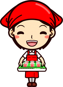 女性スーパーマーケットの店員イラスト/試食を勧める3