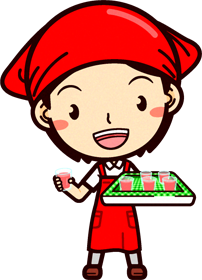 女性スーパーマーケットの店員イラスト/試食を勧める4