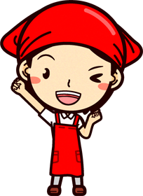 女性スーパーマーケットの店員イラスト/ガッツポーズ