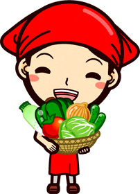 女性スーパーマーケットの店員イラスト/笑顔で野菜を持つ