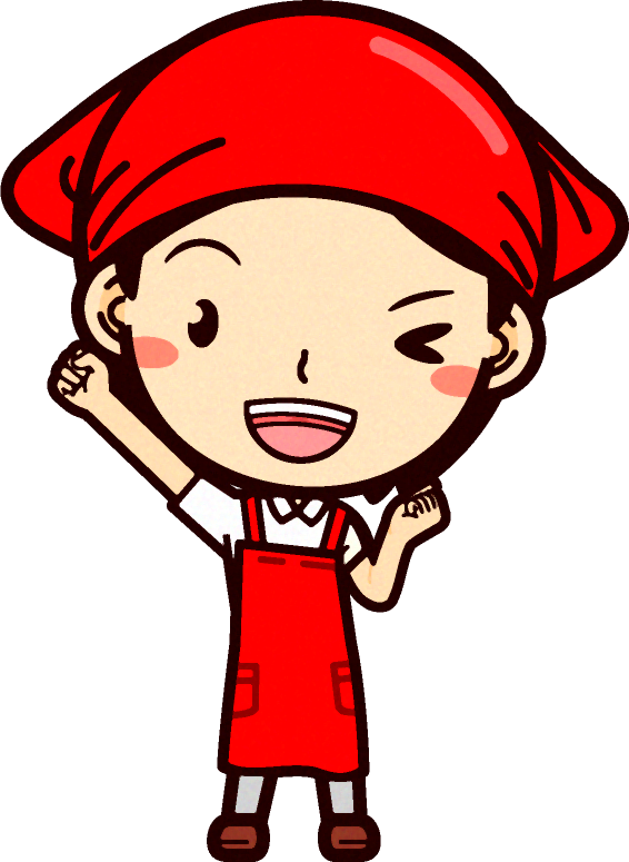 女性スーパーマーケットの店員イラスト/ガッツポーズ