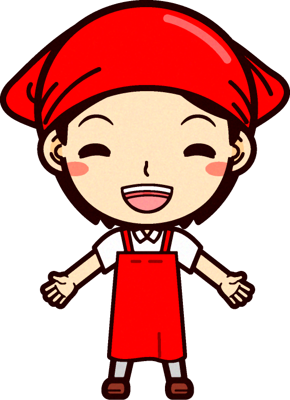 女性スーパーマーケットの店員イラスト/笑顔で手を広げる