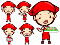 女性スーパーマーケットの店員イラスト