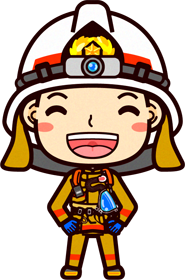 消防士イラスト/笑顔で立つ