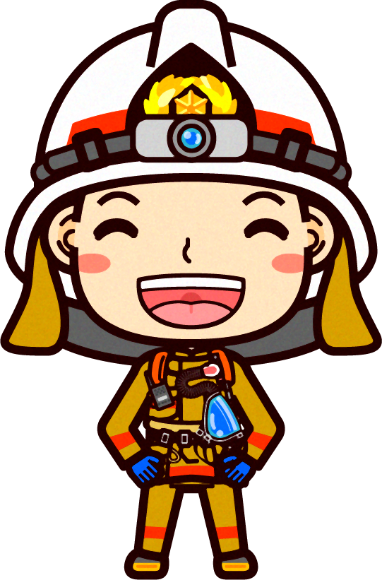 消防士イラスト/笑顔で立つ