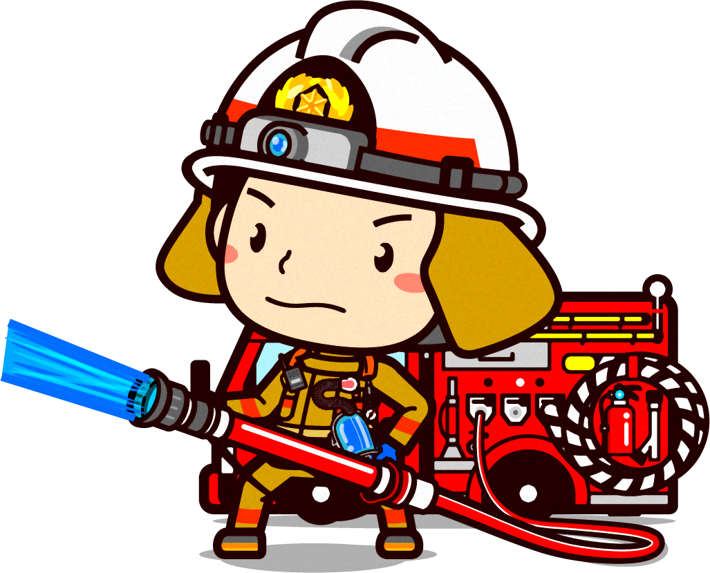消防士イラスト/消火活動中