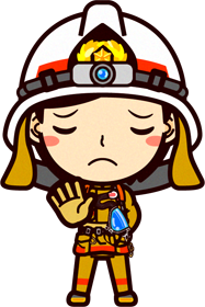 女性の消防士イラスト/待って下さい