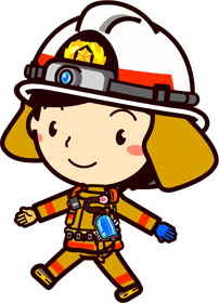 女性の消防士イラスト/歩く