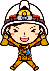 女性の消防士イラスト/飛び上がって喜ぶ