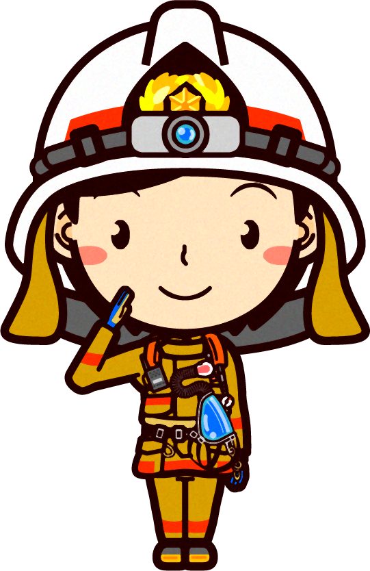 女性の消防士イラスト/敬礼