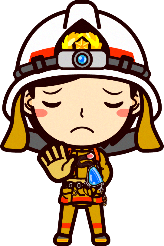 女性の消防士イラスト/待って下さい