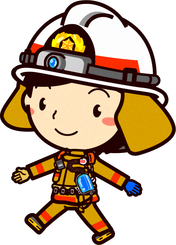 女性の消防士イラスト/歩く