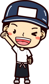 ガッツポーズの八百屋さんのイラスト